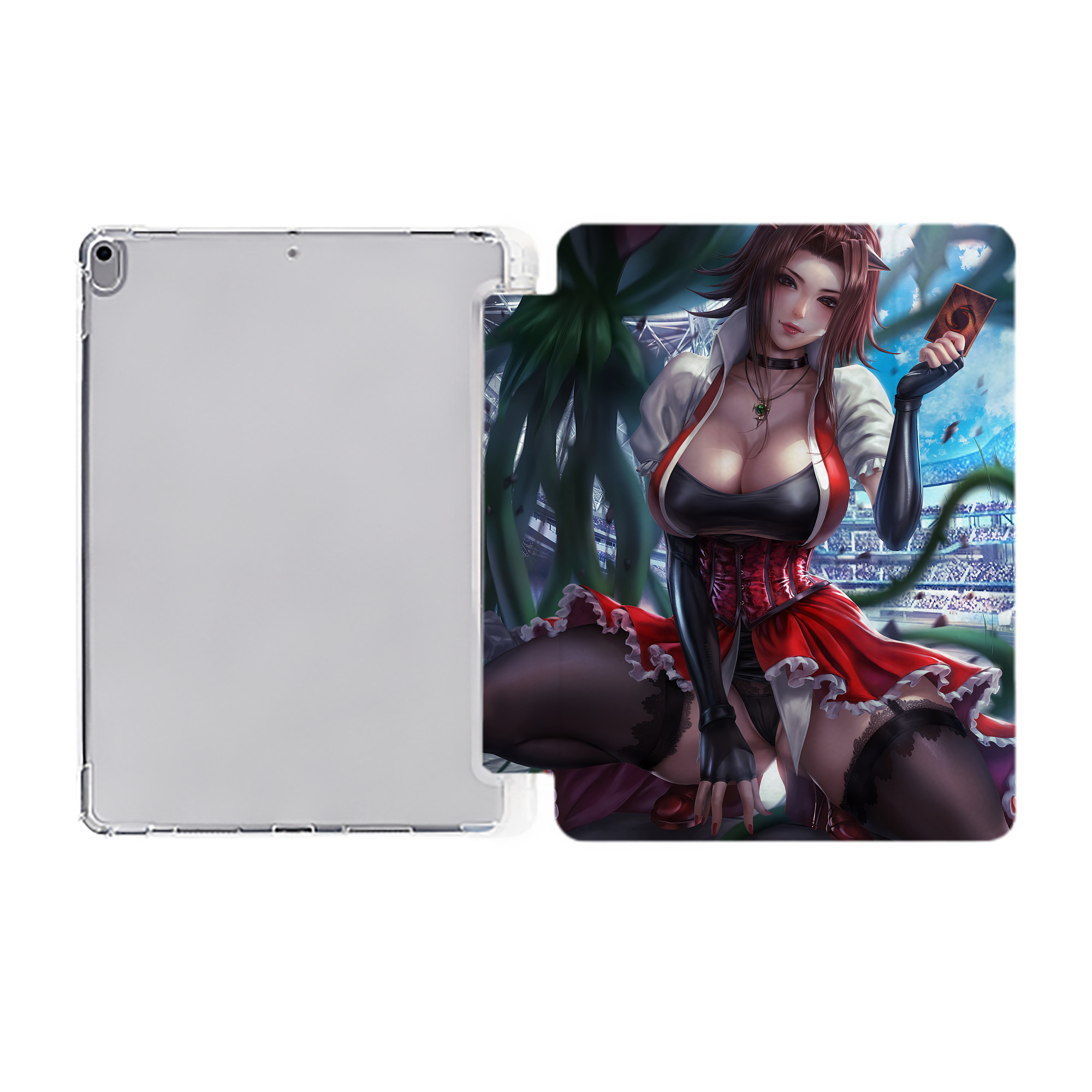 （画像用） 遊☆戯☆王 Yu-Gi-Oh! IPad ケース ペン収納付き 三つ折りスタンド PUレザー×シリコン 対応機種9.5/10.5/10.9インチ